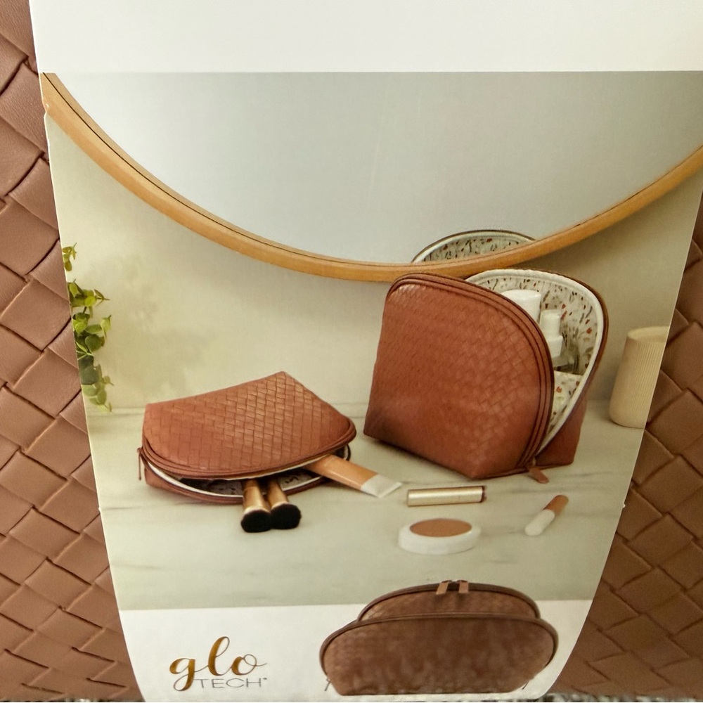 Brown Woven Cosmetic Bag Set - Picture 1 of 3